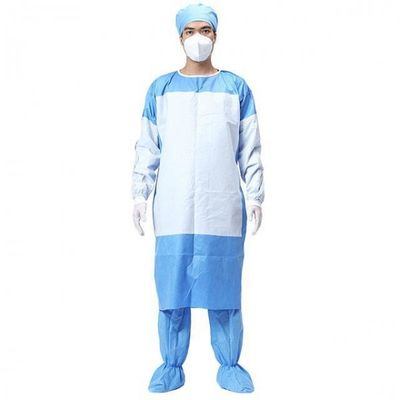 EN1186 바이러스에 대한 파란색 일회용 외과용 가운 비 짠 외과용 가운