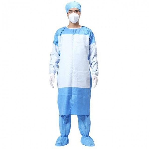 EN1186 바이러스에 대한 파란색 일회용 외과용 가운 비 짠 외과용 가운